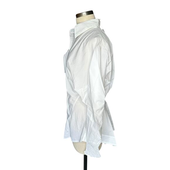 MERLETTE Orient White Long Sleeve Gathered Button Down Shirt Women's Size 8 NWT - Picture 3 of 12